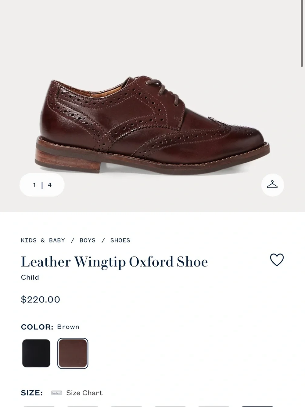 Polo by Ralph Lauren Boys Wingtip Oxfords